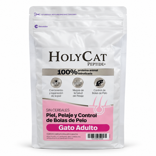 Holy Cat Peptide piel pelaje control bolas de pelo · envase de producto