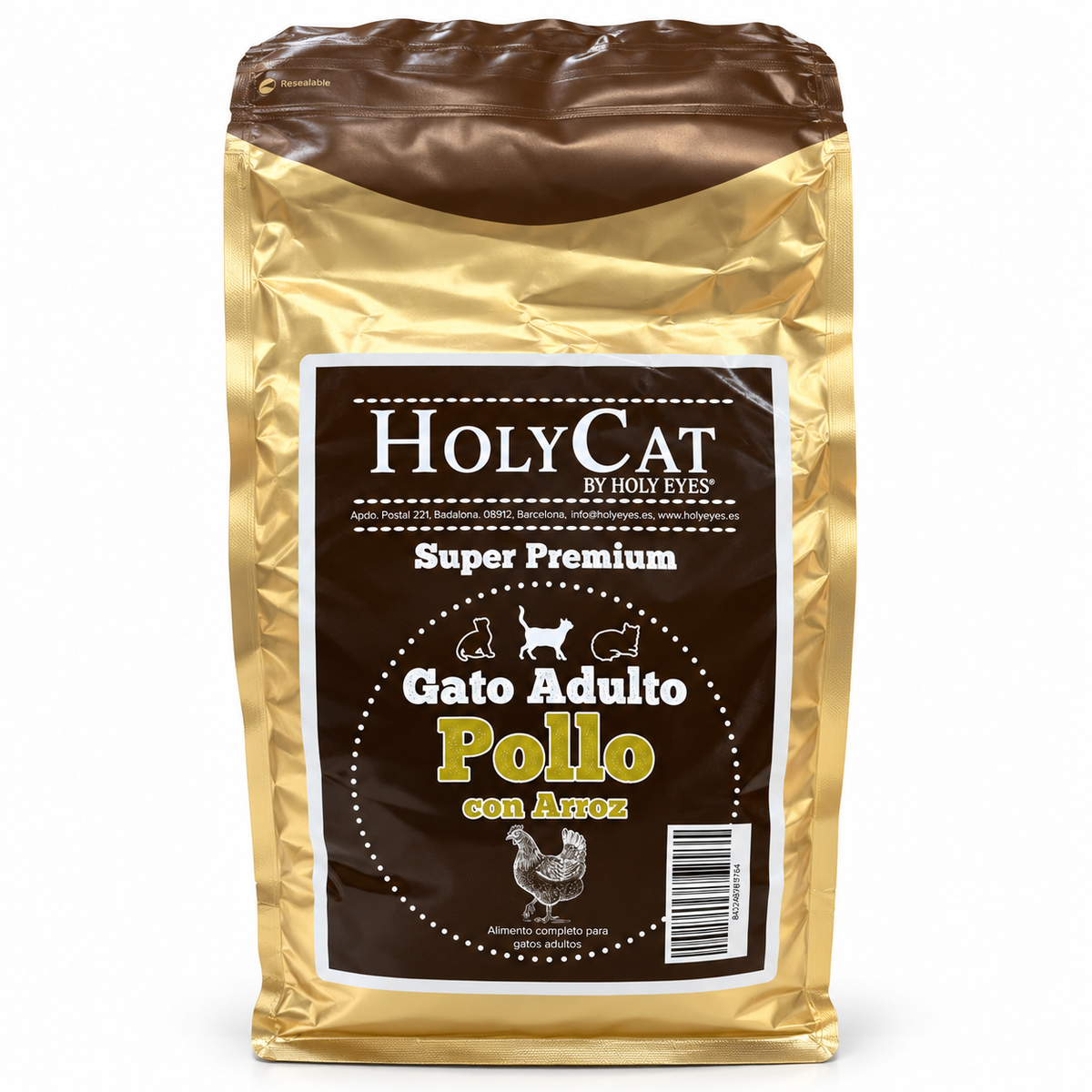 Holy Cat SP adulto pollo arroz · envase de producto