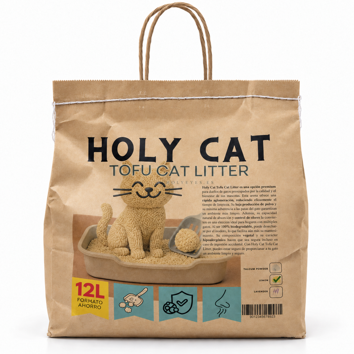 Holy Cat Tofu Cat Litter 12 L, aroma limón