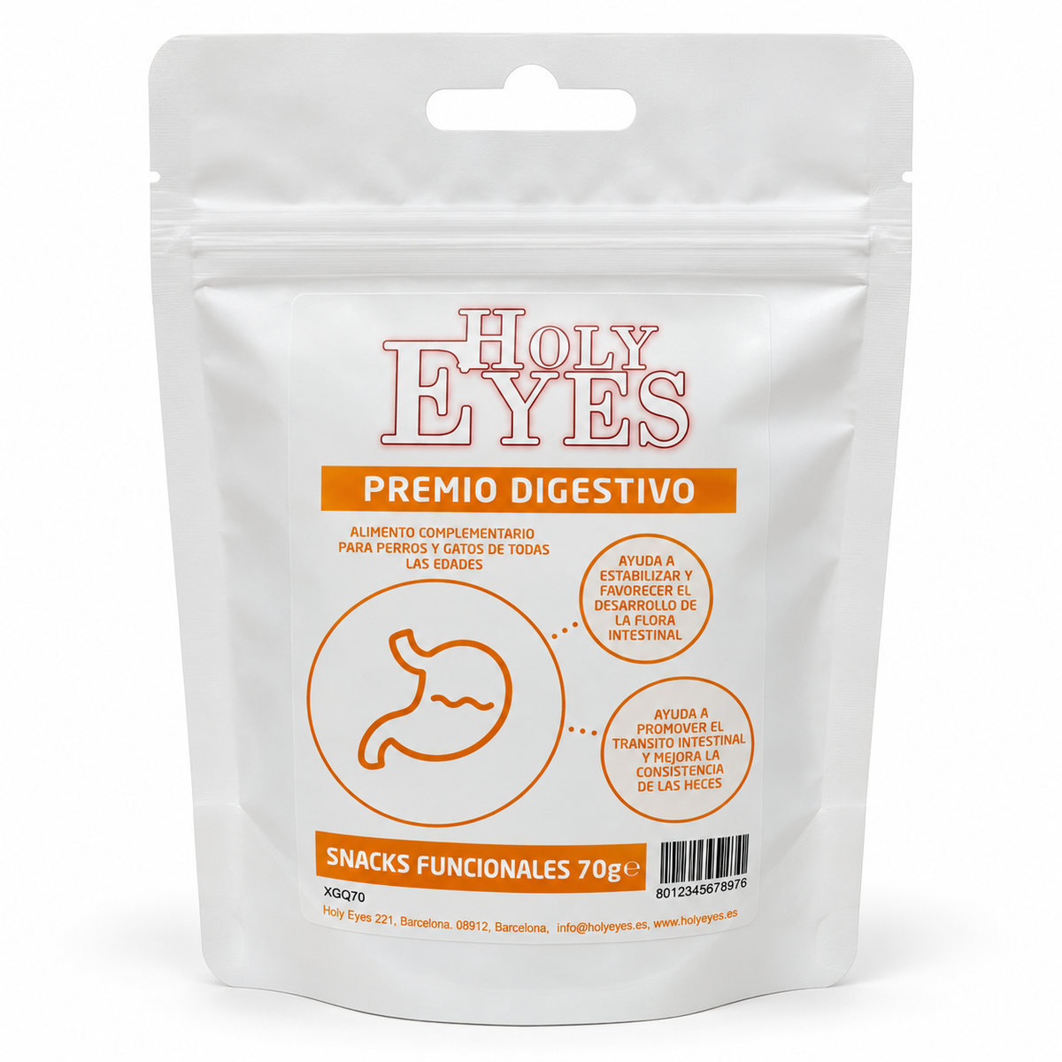 Holy Eyes Snack Digestivo crujiente para perros y gatos, bolsa de 70 g